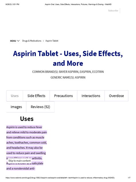 aspirin webmd